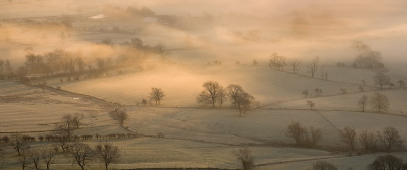 Frost on a wintery day over Derbyshire